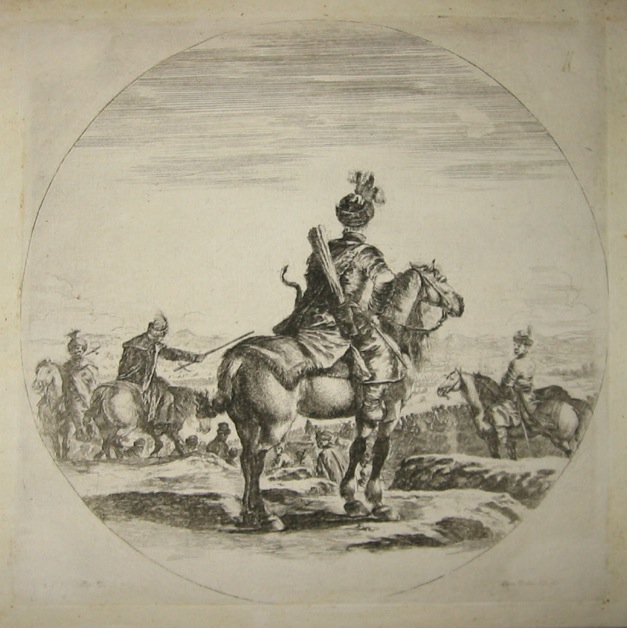 Della Bella Stefano Cavaliere polacco visto di spalle 1650 ca. Firenze 